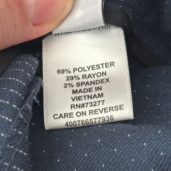 Elle | Navy Blue Women’s Silver Dot Pattern Dress Pants - Picture 13 of 17